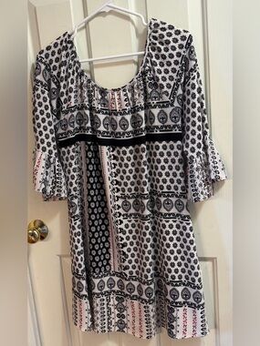 Want and Need Boho Printed Peasant Dress | M